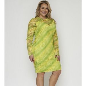 An all over Tie dye neon palm print dress (Plus size)